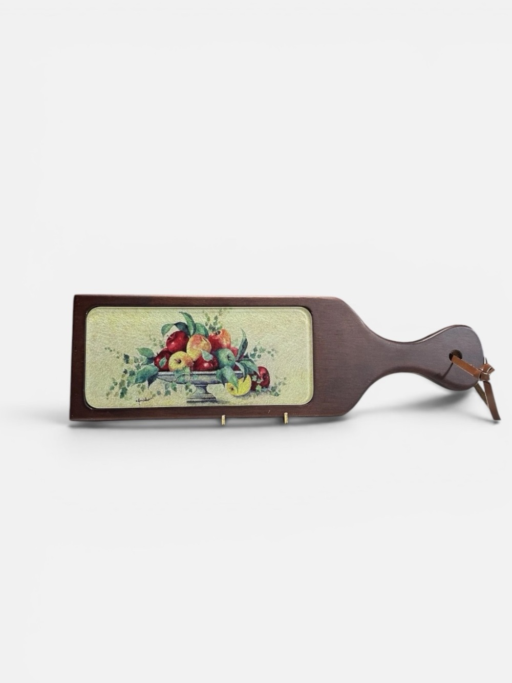 Temper Glass Paddle Shape Cutting Board Food Server Wall Decor Apples 16x5 Wood